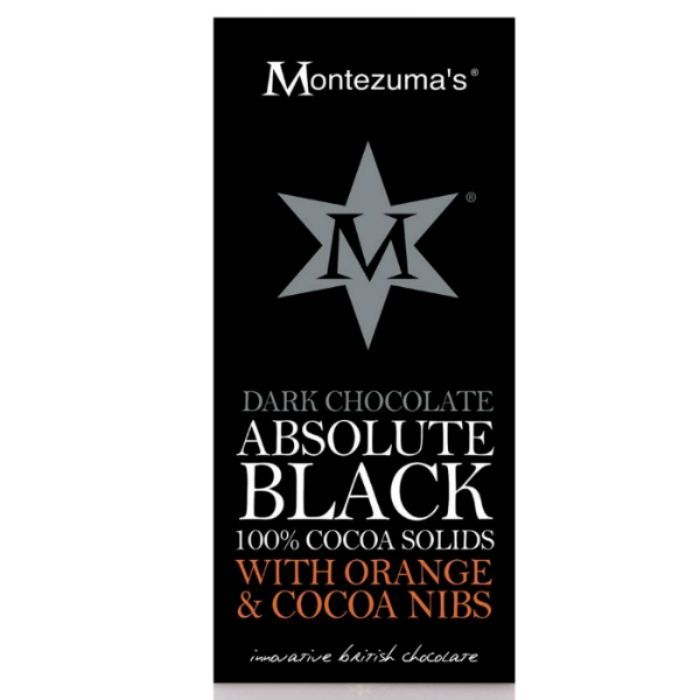Montezuma Absolute Black with Orange and Cocoa Nibs 90g x12 