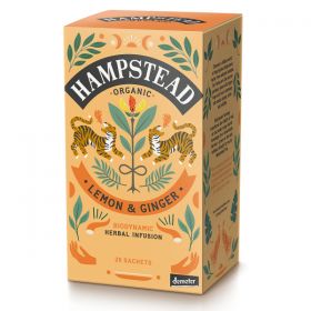 Hampstead Organic Lemon & Ginger Herbal Infusion Tea (individually wrapped) 30g x4