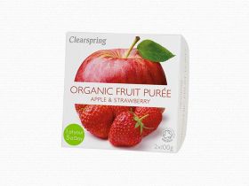 Clearspring Organic Fruit Puree - Apple/Strawberry 12 x (2x100g)