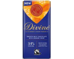 Divine 34% Milk Chocolate with Orange Crisp 90g x15