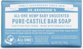 Dr Bronner Baby-Unscented Bar Soap 140g x12
