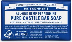 Dr Bronner Peppermint Bar Soap 140g x12