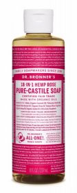 Dr Bronner Rose Pure-Castile Liquid Soap 237ml x6