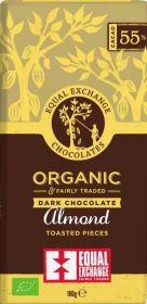 Equal Exchange Organic 55% Dark Chocolate with Almonds 100g x12