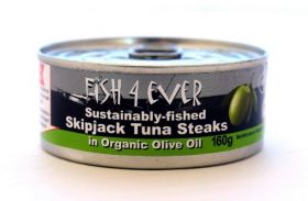 Fish 4 Ever Azores Skipjack Tuna Steaks in Organic Olive Oil 160g x15