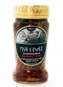 Fish 4 Ever Anchovy Fillets in Organic Extra Virgin Olive Oil 95g x12