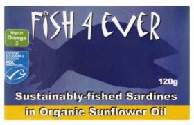Fish 4 Ever Whole Sardines in Organic Sunflower OIl 120g x10