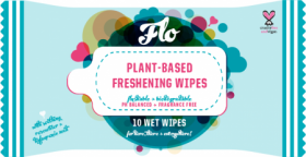 Flo plant-based Flushable Freshening Wipes (25 wipes, bulk pack)