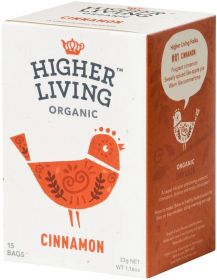 Higher Living Organic String-Tag & Enveloped Cinnamon Tea 33g (15's) x4