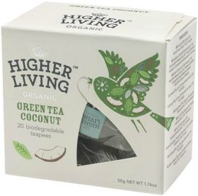 Higher Living Organic Biodegradable Green Coconut Teapees 50g (20's) x4
