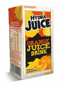 Hydra 75% Orange Juice Drink Cartons with Straw 200ml x24