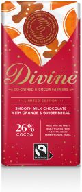 Divine Smooth Milk Chocolate with Orange & Gingerbread 90g x15