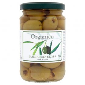 Organico Organic Green Olives Pitted in Brine 280g x6