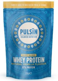 Pulsin natural vanilla whey protein powder 6x250g