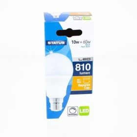 Status Dimmable LED 10w=60w GLS BC pearl (1 pack box) x8