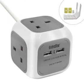 Status 4 Way with 2 USB ports 2 Metre Extention Socket x4