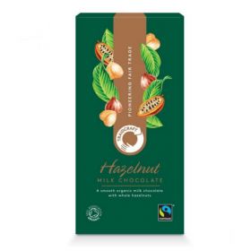 Traidcraft Fairtrade Organic Whole Hazelnut Milk Chocolate 100g x10