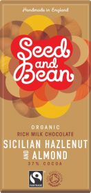 Seed & Bean Organic & Fairtrade Milk Hazelnut & Almond Choc 75g x10