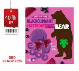 BEAR Bites Blackcurrant & Beetroot 18g (5's) x4