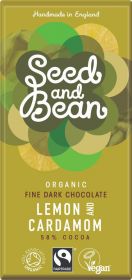 Seed & Bean Organic & Fairtrade Dark Lemon & Cardamom Choc 75g x10