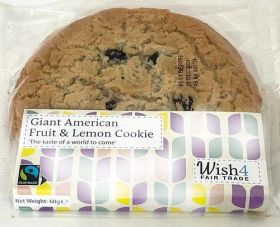 Wish4 Fairtrade Giant American Fruit and Lemon Cookies 60g x14