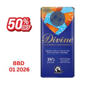 CLEARANCE - Divine 38% Milk Chocolate with Salted Caramel 90g x15 (01/2026)