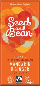 Seed & Bean Organic & Fairtrade Dark Mandarin & Ginger Choc 75g x10