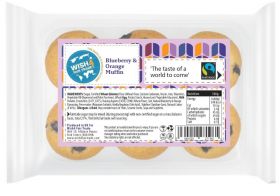Wish4 Fairtrade Blueberry and Orange 6 Muffins x8