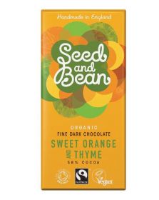 Seed & Bean Organic & Fairtrade Dark Sweet Orange & Thyme Choc 75g x10
