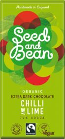 Seed & Bean Organic & Fairtrade Dark Chilli & Lime Choc 75g x10