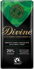 Divine 70% Dark Choc with Mint Crisp 90g x15