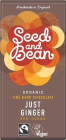 Seed & Bean Organic & Fairtrade Dark Just Ginger Choc 75g x10