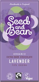 Seed & Bean Organic & Fairtrade Dark Lavender Choc 75g x10