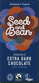Seed & Bean Organic & Fairtrade Extra Dark 72% Dominican Choc 75g x10