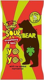 Bear Strawberry Xtreme Sour Yoyos 20g x18