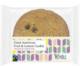 Wish4 Fairtrade Giant American Fruit and Lemon Cookies 60g x14