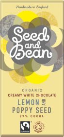 Seed & Bean Organic & Fairtrade White Lemon & Poppy Seeds Choc 75g x10