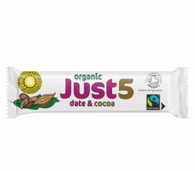 Just5 Fairtrade Date & Cocoa Bars 40g x18