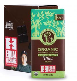 Equal Exchange Organic 67% Dark Chocolate with Mint Crunch 100g x12
