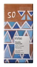 Vivani Organic Dark Milk 50% Cocoa Panama with Coconut Blossom Sugar Chocolate 80g x10