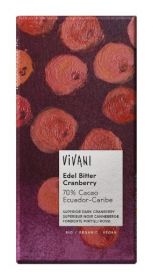 Vivani Organic Superior Dark with Cranberry Chocolate 100g x10